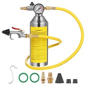 Buying Guide For Best Car Air Conditioning Cleaner - Available On Market AC Flush Kit, Car Air Conditioner System Clean Canister Flushing Tool Set Air Conditioning Pipe Cleaning Bottle for Auto R12 R22 R134A R404 R410A with 220PSI Gauge, Air Plug Fittings and Hose