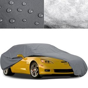 OxGord Car Cover Water Resistant 7 Layers Ready-Fit Semi Glove Fit